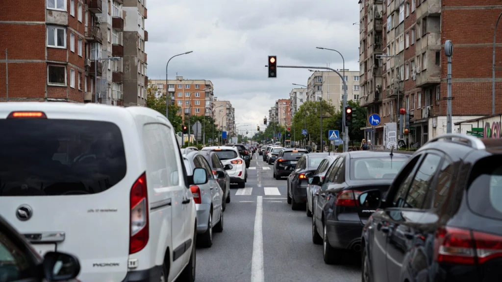 Korek uliczny w Koszalinie w godzinach szczytu